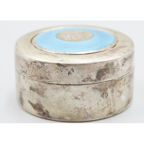 1854 - Circular Form Enamel Decorated Engine Turned Pill Box