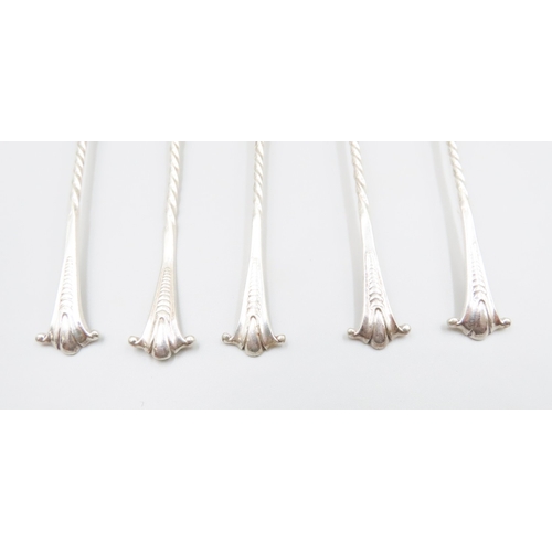 1859 - Set of Five Silver Teaspoons with Scallop Motif Shell Decorated Wells