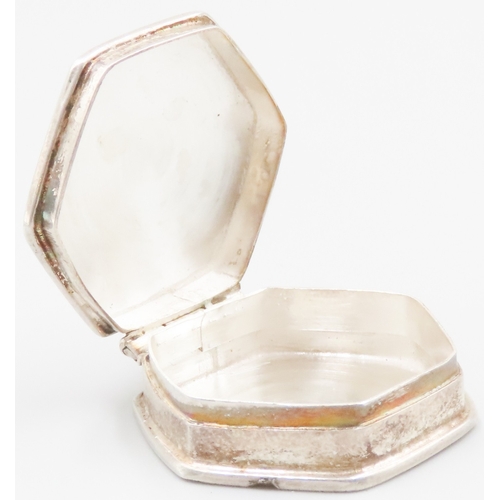 1863 - Antique Silver Pill or Ring Box Octagonal Form with Hinged Cover Approximately 5cm Wide