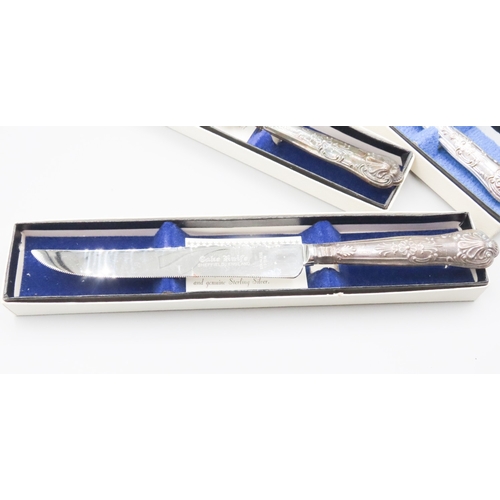 1865 - Two Sheffield Silver Handled Cheese Knifes and Sheffield Silver Handled Cake Slice Three Pieces in L... 