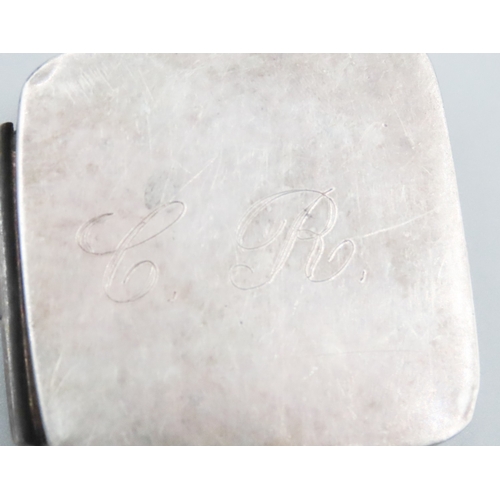 1866 - Silver Square Form Pill or Ring Box Hinged Cover Engraved Decoration Approximately 4cm Square