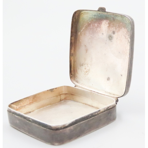 1866 - Silver Square Form Pill or Ring Box Hinged Cover Engraved Decoration Approximately 4cm Square