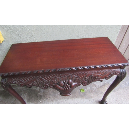 1873 - Irish Chippendale Side Table Well Carved Frieze Above Claw and Ball Supports Approximately 40 Inches... 