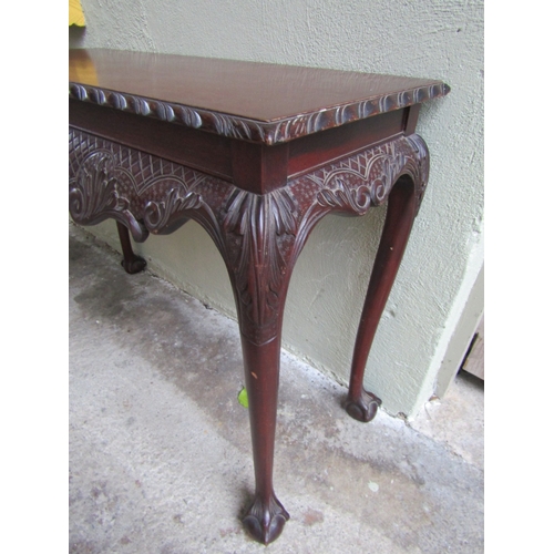 1873 - Irish Chippendale Side Table Well Carved Frieze Above Claw and Ball Supports Approximately 40 Inches... 