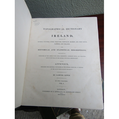 1874 - Topographical Dictionary of Ireland by Samuel Lewis Published 1873 Two Volumes Morocco Leather Spine... 