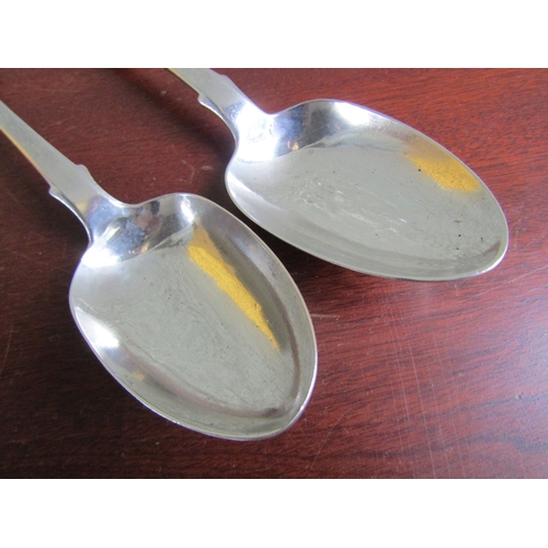 1883 - Pair of Large Antique Dublin Silver Serving Spoons by John Smith Hallmarked 1858