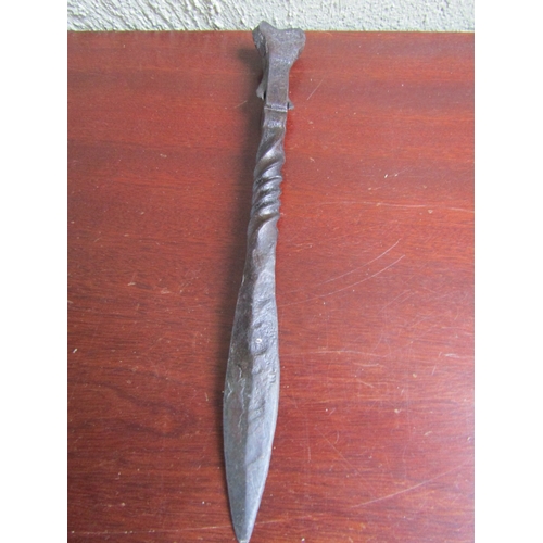 1886 - Handmade Antique Wroth Iron Dagger with Decorated Hilt  Approximately 9 Inches High