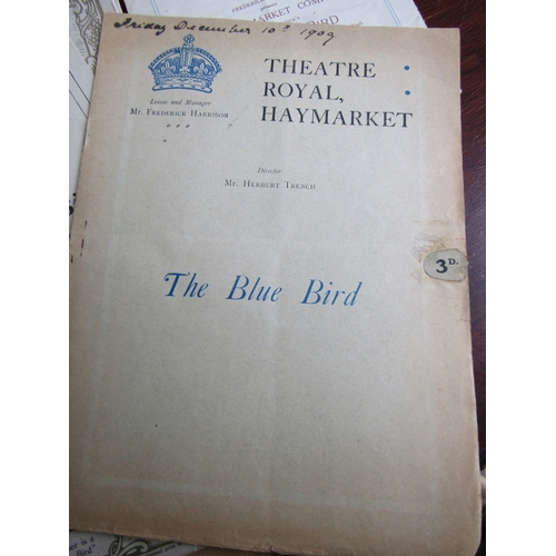 1889 - Collection of Vintage and Antique Theatre Programmes, etc. Mostly Pertaining to the Blue Bird by Mau... 