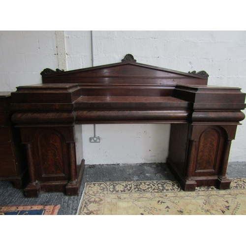 1894 - Imposing William IV Twin Pedestal Side Board Figured Mahogany with Fitted Pedestals Finely Carved Th... 