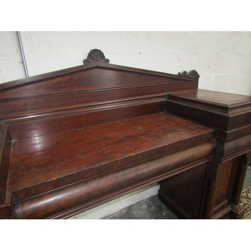 1894 - Imposing William IV Twin Pedestal Side Board Figured Mahogany with Fitted Pedestals Finely Carved Th... 