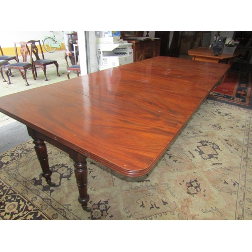 1898 - William IV Irish Figured Mahogany Dinning Room Table 12ft Long Above Turned Supports Good Constructi... 