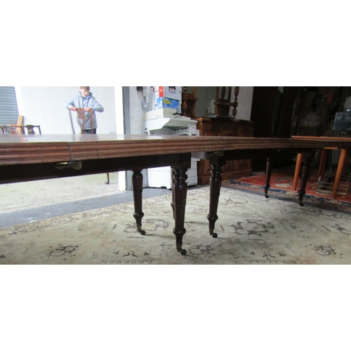 1898 - William IV Irish Figured Mahogany Dinning Room Table 12ft Long Above Turned Supports Good Constructi... 