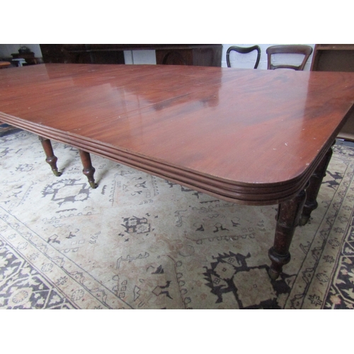 1898 - William IV Irish Figured Mahogany Dinning Room Table 12ft Long Above Turned Supports Good Constructi... 