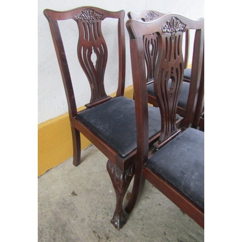 1899 - Set of Thirteen Antique Irish Mahogany Dining Chairs Upholstered Seats Above Claw and Ball Supports