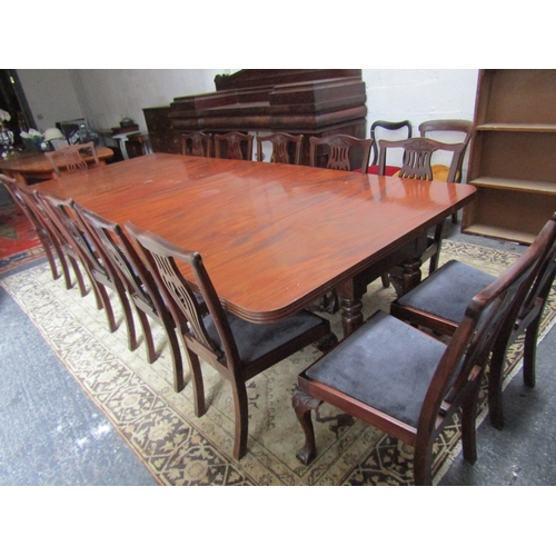 1899 - Set of Thirteen Antique Irish Mahogany Dining Chairs Upholstered Seats Above Claw and Ball Supports