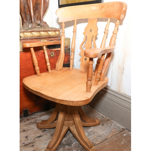 1906 - Pine Captains Swivel Desk Armchair Full Size