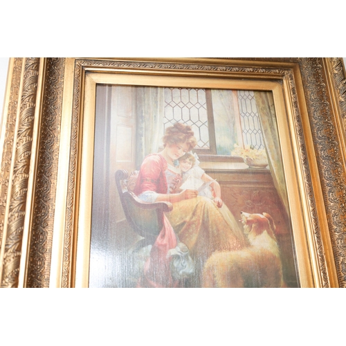 1907 - Gilt Framed Picture Motherhood Panel Size Approximately 14 Inches High x 10 Inches Wide Contained Wi... 