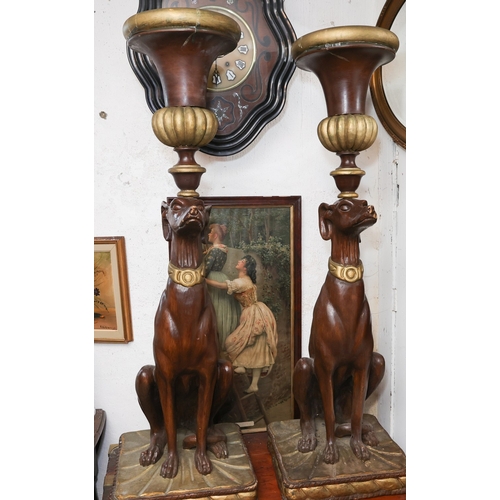 1910 - Pair of Canine Motif Decorated Hall Stands Carved Wood Gilded Decoration Attractively Detailed Throu... 