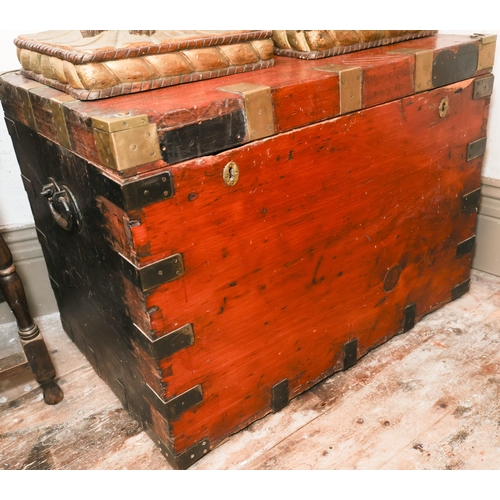 1911 - Victorian Glass Bound Silver Chest with Side Carry Handles Approximately 3ft Wide x 25 Inches High