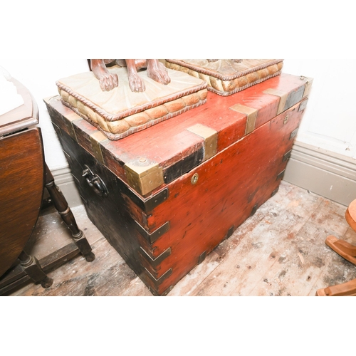 1911 - Victorian Glass Bound Silver Chest with Side Carry Handles Approximately 3ft Wide x 25 Inches High