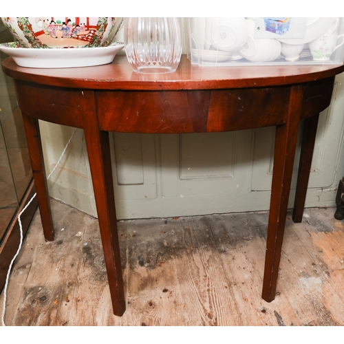 1924 - George III Mahogany Demi-lune Side Table Approximately 42 Inches Wide x 29 Inches High