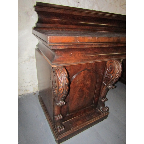 1946 - Irish William IV Figured Mahogany Twin Pedestal Sideboard Approximately 7ft Long Imposing Proportion... 