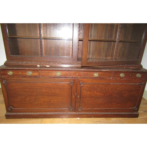 1947 - Library Cabinet Twin Glazed Doors of Imposing Size with Pull Out Writing Drawer Above Cupboard Base ... 