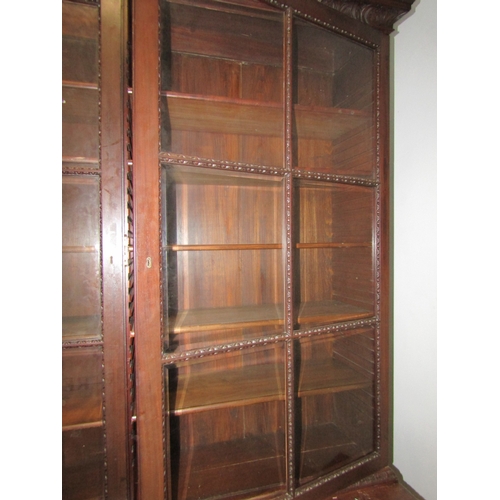 1947 - Library Cabinet Twin Glazed Doors of Imposing Size with Pull Out Writing Drawer Above Cupboard Base ... 