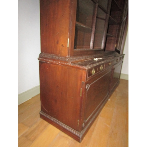 1947 - Library Cabinet Twin Glazed Doors of Imposing Size with Pull Out Writing Drawer Above Cupboard Base ... 