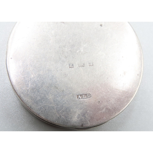 195 - Silver Powder Compact Circular Form Inscribed Letter M 5cm Diameter