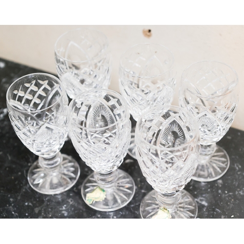 1983 - Waterford Crystal Set of Six Pedestal Form Glasses Good Original Condition