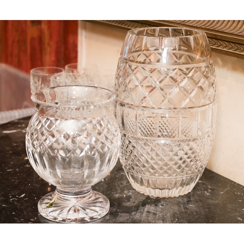 1984 - Two Waterford Crystal Vases Shaped Form Tallest Approximately 9 Inches High Good Original Condition