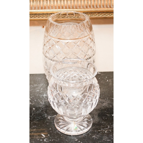 1984 - Two Waterford Crystal Vases Shaped Form Tallest Approximately 9 Inches High Good Original Condition