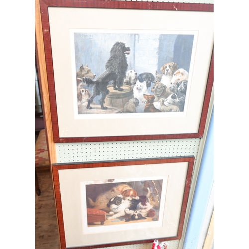 1990 - Two Vintage Prints Amusing Canine Scenes Each Approximately 20 Inches Wide x 15 Inches High