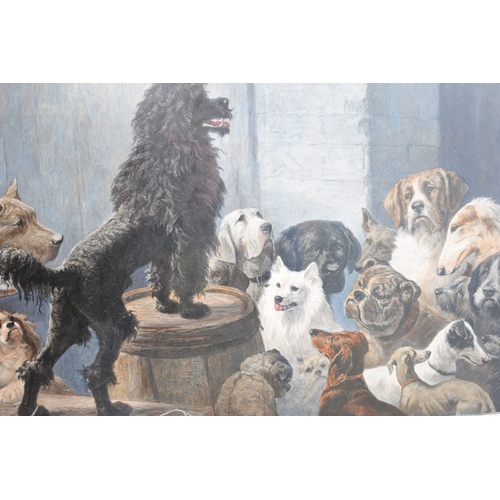 1990 - Two Vintage Prints Amusing Canine Scenes Each Approximately 20 Inches Wide x 15 Inches High