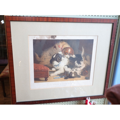 1990 - Two Vintage Prints Amusing Canine Scenes Each Approximately 20 Inches Wide x 15 Inches High