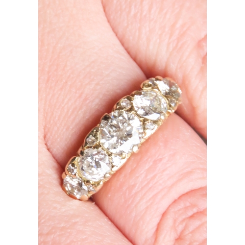 201 - Antique Diamond Set Five Stone Ring Graduated Form Mounted in 18 Carat Yellow Gold Centre Stone Diam... 