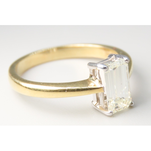 205 - Emerald Cut Diamond Solitaire Mounted on 18 Carat Yellow Gold Total Diamond Carat Weight 1.02ct Colo... 