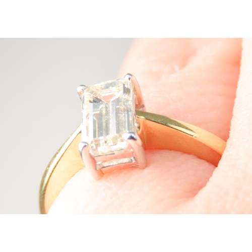 205 - Emerald Cut Diamond Solitaire Mounted on 18 Carat Yellow Gold Total Diamond Carat Weight 1.02ct Colo... 