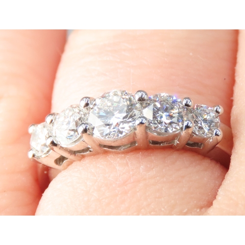 207 - Diamond Five Stone Graduated Form Ring Mounted in Platinum Total Diamond Carat Weight 2ct Ring Size ... 