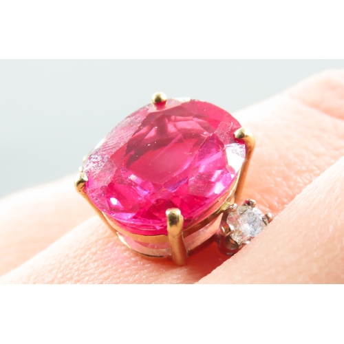 209 - 10 Carat of Pink Spinel Set Ring Mounted on 18 Carat Yellow Gold Diamonds Set to Shoulders Ring Size... 