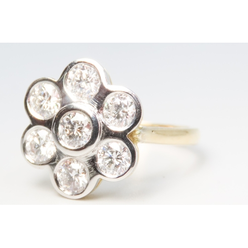 231 - Diamond Bezel Set Seven Stone Daisy Ring Mounted in 18 Carat Yellow Gold Total Diamond Carat Weight ... 