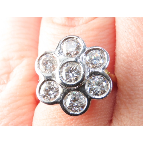 231 - Diamond Bezel Set Seven Stone Daisy Ring Mounted in 18 Carat Yellow Gold Total Diamond Carat Weight ... 