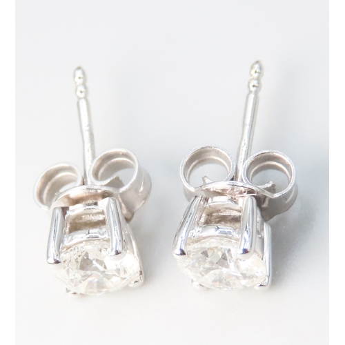 232 - Diamond Solitaire Set Earrings Mounted in 18 Carat White Gold Total Diamond Carat Weight 1.2ct