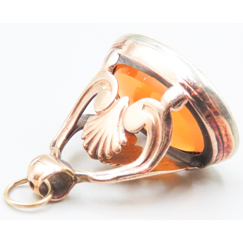 24 - Carnelian Set Fob Pendant Mounted in 9 Carat Rose Gold 3cm High