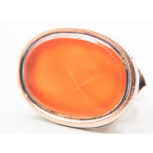 24 - Carnelian Set Fob Pendant Mounted in 9 Carat Rose Gold 3cm High