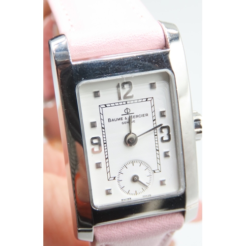 250 - Baume et Mercier Hampton Ladies Wristwatch with Seconds Dial Pink Leather Strap