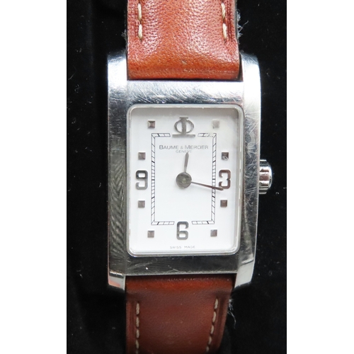 253 - Baume et Mercier Hampton Ladies Wristwatch Brown Leather Strap with Original Presentation Box