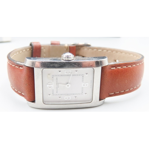 253 - Baume et Mercier Hampton Ladies Wristwatch Brown Leather Strap with Original Presentation Box