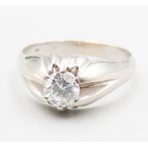 261 - Diamond Solitaire Belcher Set Ring Mounted in 14 Carat White Gold Ring Size U and a Half